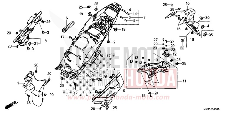 KOTFLUEGEL, HINTEN (CRF1100A/AL/D/DL) von Africa Twin Mechanik MAT BALLISTIC BLACK METALLIC (NHA86) von 2020